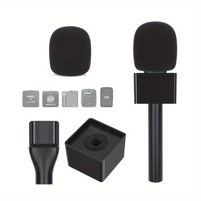Conjunto de Adaptador Lavalier Inalámbrico para DJI y RODE, Incluye Bandera de Micrófono Personalizada, Soporte de Micrófono Inalámbrico, Material ABS Duradero, Negro