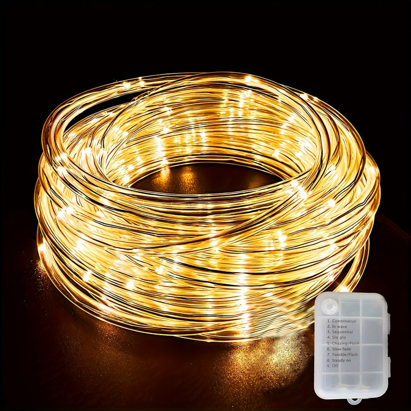 1 pza. Tubos de luces de caja de batería de 8 funciones, tiras de luces, decoraciones y accesorios para interiores y exteriores, utilizados para iluminación de jardines, bodas, fiestas, árboles, iluminación navideña sin baterías.