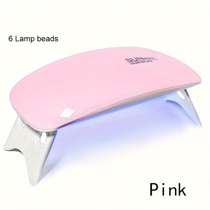 1pc Lámpara de Uñas LED Mini Ratón Rosa con 6 Luces / Secador Portátil para Gel, Cable Micro USB, Ideal para Uso en Casa