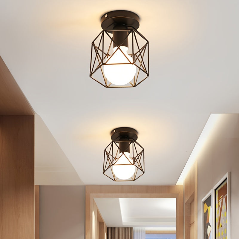 1pc lámpara de techo moderna nórdica negra E27, luz para dormitorio, pasillo, balcón o cocina