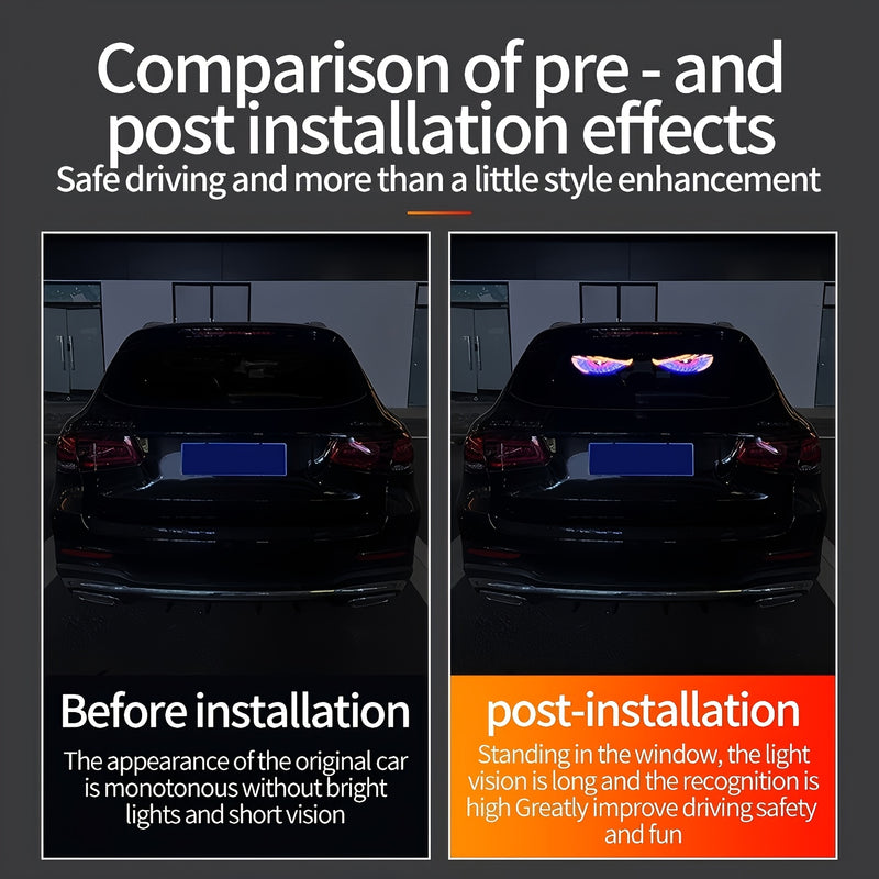 2 piezas de luces LED para retrovisores de coche con ojos del diablo, alimentadas por USB, 11 modos, luces de ambiente para vehículos frescas y elegantes con acentos rojos, azules, verdes, amarillos, rosados y naranjas, ajuste universal para coches, cami