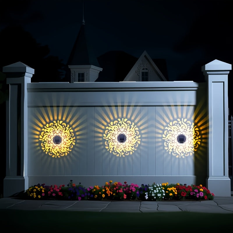 2/4 piezas lámpara de pared solar luz y sombra, luz cálida, IP65, decoración exterior para jardín o puerta principal, farolillo para exteriores