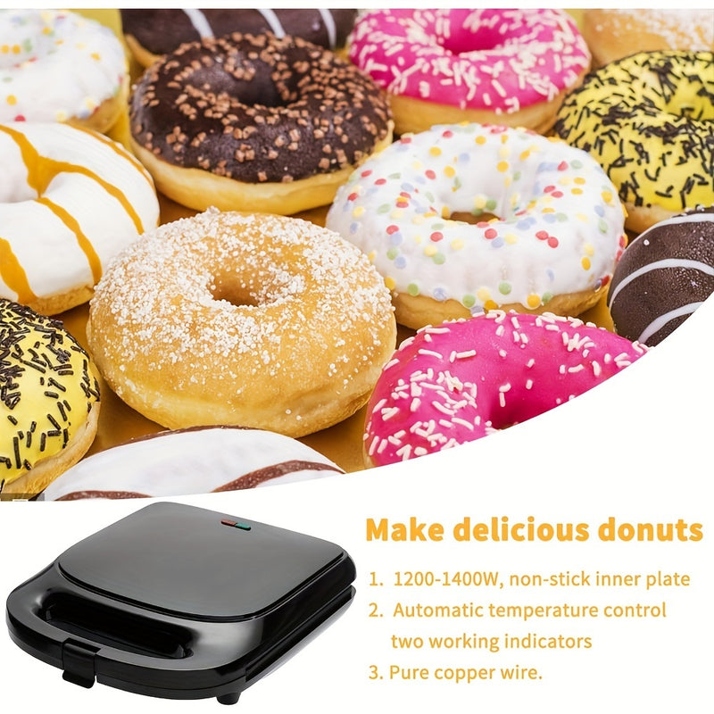 Hacedor de Donas Mini de 1000W, Capacidad para 16 Donas - Máquina de Donas para el Hogar - Superficie Eléctrica Antiadherente, Hacedor de Donas para Niños, Hace Donas Negras