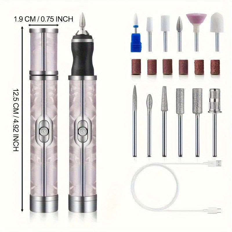 Juego de taladro eléctrico para uñas, pulidor de esmalte, máquina de cuidado de uñas y pies portátil, kit profesional de taladro de uñas para uñas de gel DIY y pulido y eliminación de pedicura, regalo de mujer, regalo de cumpleaños, regalo de Día de la M