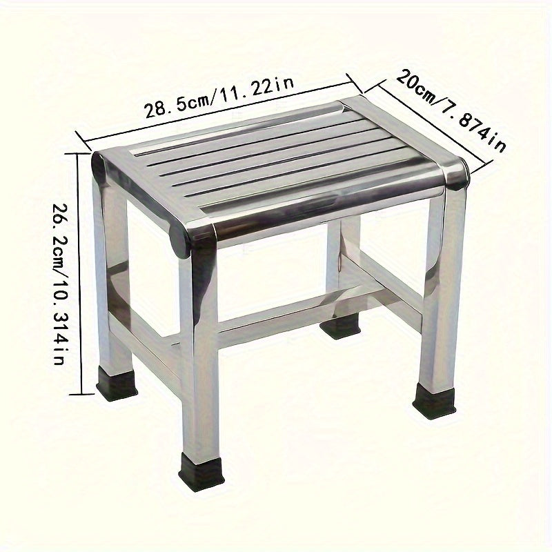 1pc Taburete Multifuncional de Acero Inoxidable - Resistente y Antideslizante, Ideal para Uso en Interiores/Exteriores como Escalón para Baño