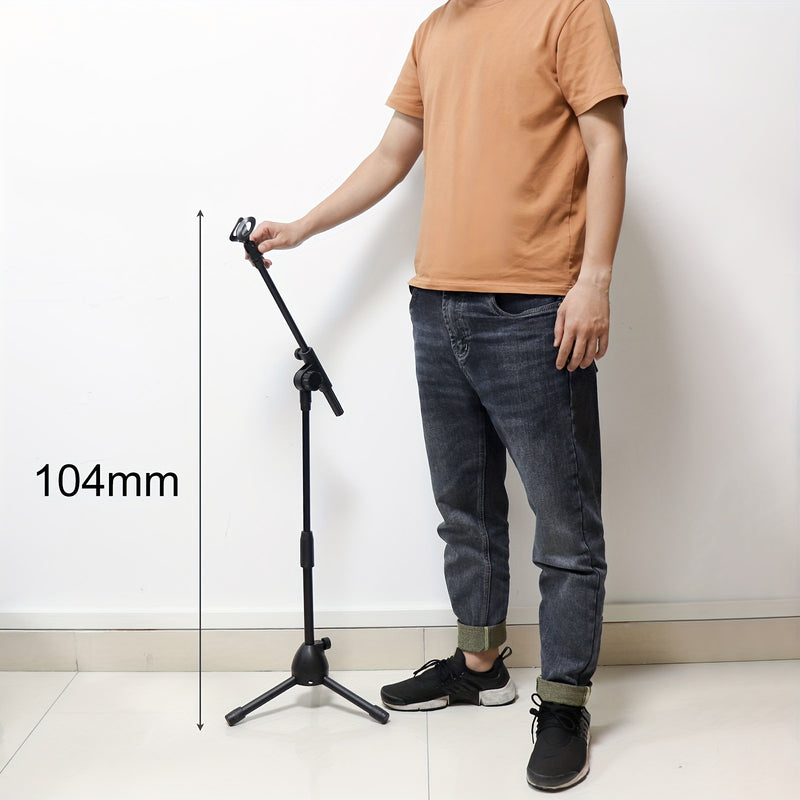 Soporte de Micrófono Retráctil de Brazo Oscilante Montado en el Suelo para Actuaciones en Escenario/Conciertos con Trípode, Soporte de Trípode