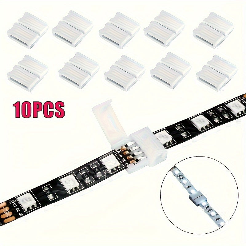 Conectores para tiras de luces LED metálicos, 6/10 piezas, extensión sin espacios de 4 pines RGB SMD 5050, sin soldadura ni electricidad, accesorios para iluminación en riel sin baterías