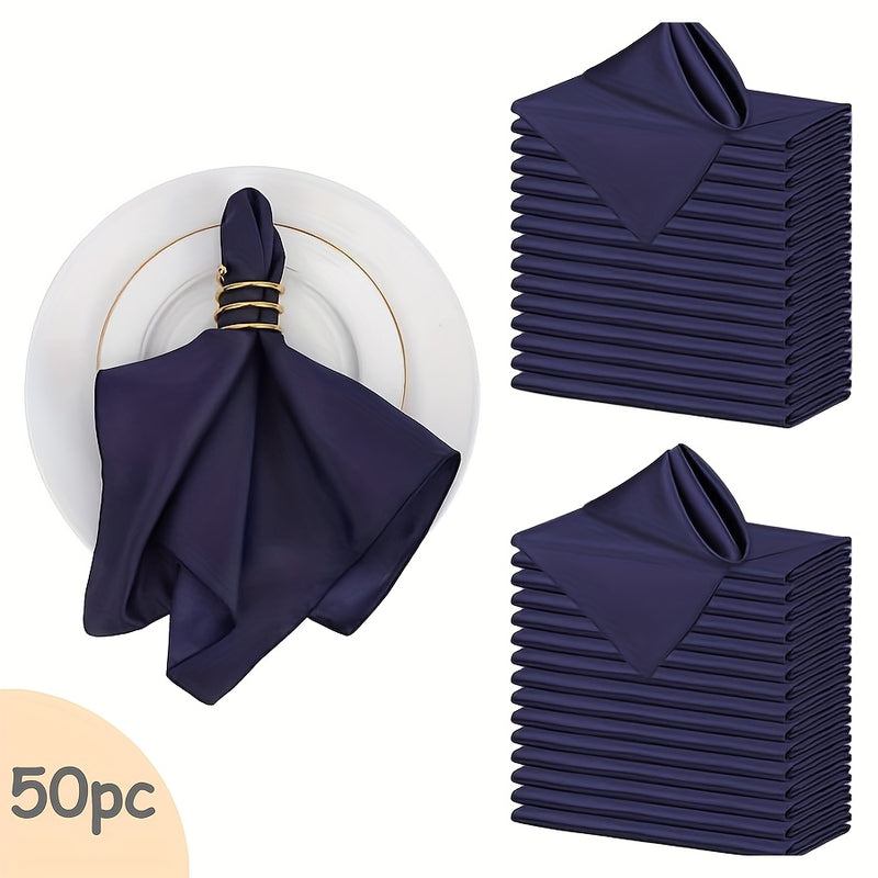 50 pañuelos de tela de poliéster cuadrados de colores sólidos, 100% lavables con bordes dobladillados, para Navidad, fiestas, bodas y cenas