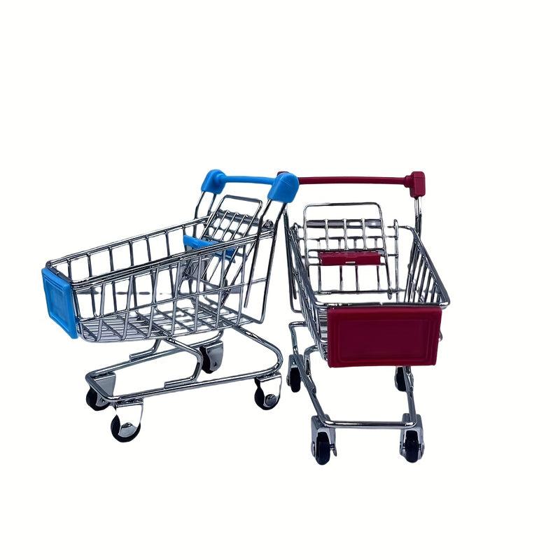 2 Mini Carritos de Supermercado, Carritos de Compras de Metal, Carritos de Compras Prácticos, Estilo Modelo Almacenamiento y Almacenamiento para Compras en Supermercados Nuevo Semestre Regreso a Clases