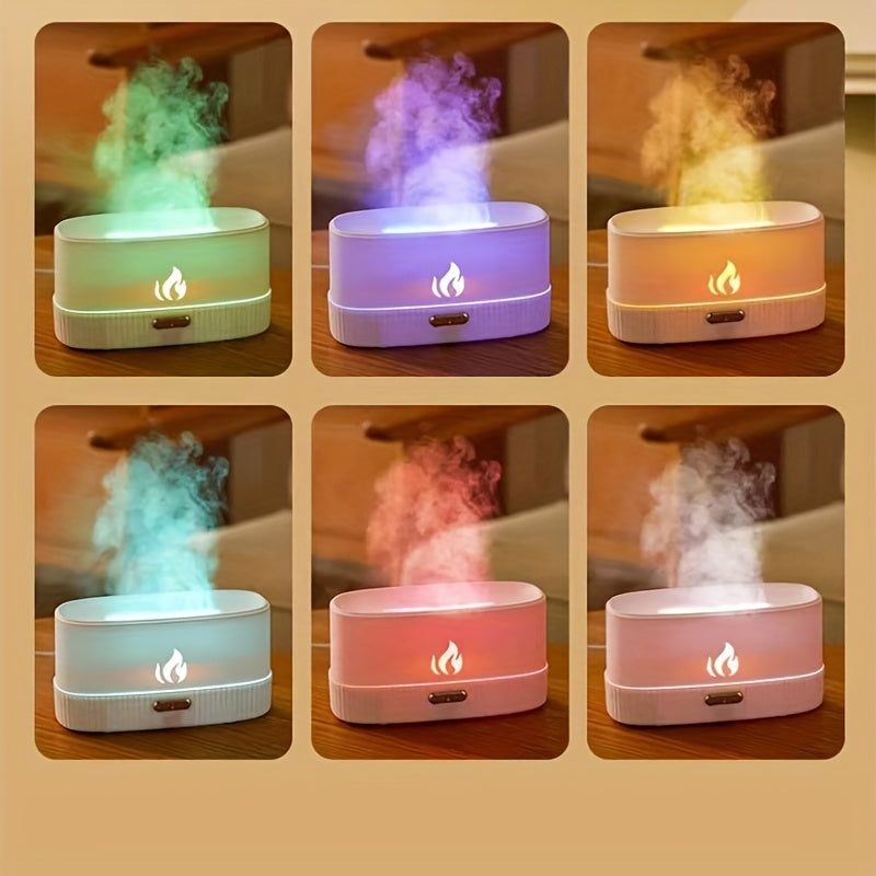 Wall Fireplace Color Flame Diffuser, Aromatherapy Essential Oil Diffuser, 4.4oz Cold Mist Humidifier, Sound Wave Technology Home and Bedroom Perfume Diffuser with Timer and Automatic Shut Off Bathroom Lighting Seven-Color Simulation Flame Shape Humidifie