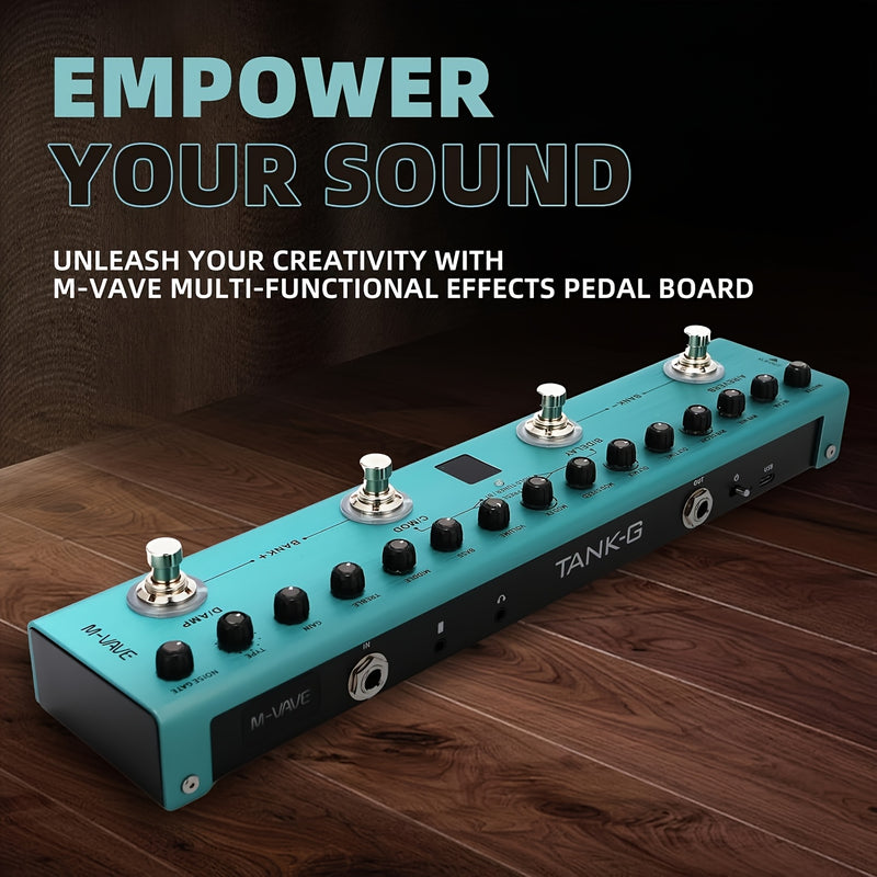 TM-VAVE TANK-G Pedal de Efectos Digitales Profesionales para Guitarra - Verde Oscuro, 36 Preseleccionables con Delay/Reverb/Carga IR, Afinador Integrado, Batería Recargable de 3000mAh, Alimentación USB/Batería para Creación Musical y Presentaciones en Vi