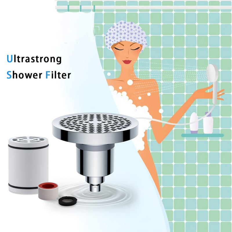 Rociador de Ducha con Filtro de Alta Presión y Cartucho Eliminador de Cloro - Montaje en Pared, Acabado Cromo Pulido y Diseño Circular para una Experiencia de Baño Lujosa, Accesorio Duradero para el Baño