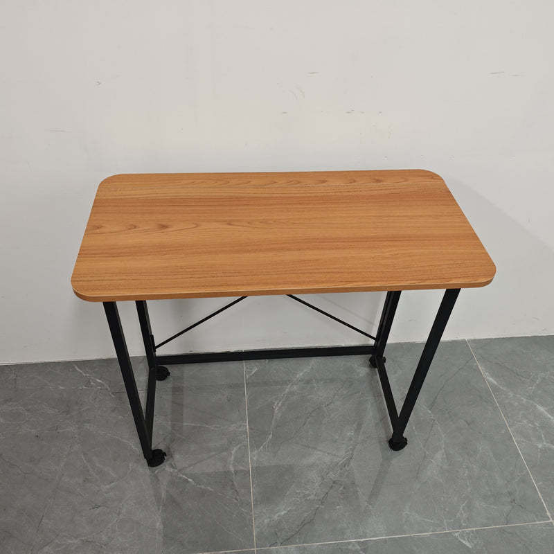 Escritorio plegable portátil de madera con ruedas giratorias 360°, mesa para computadora de oficina en casa, panel de madera y estructura metálica, sin necesidad de electricidad, 1 unidad
