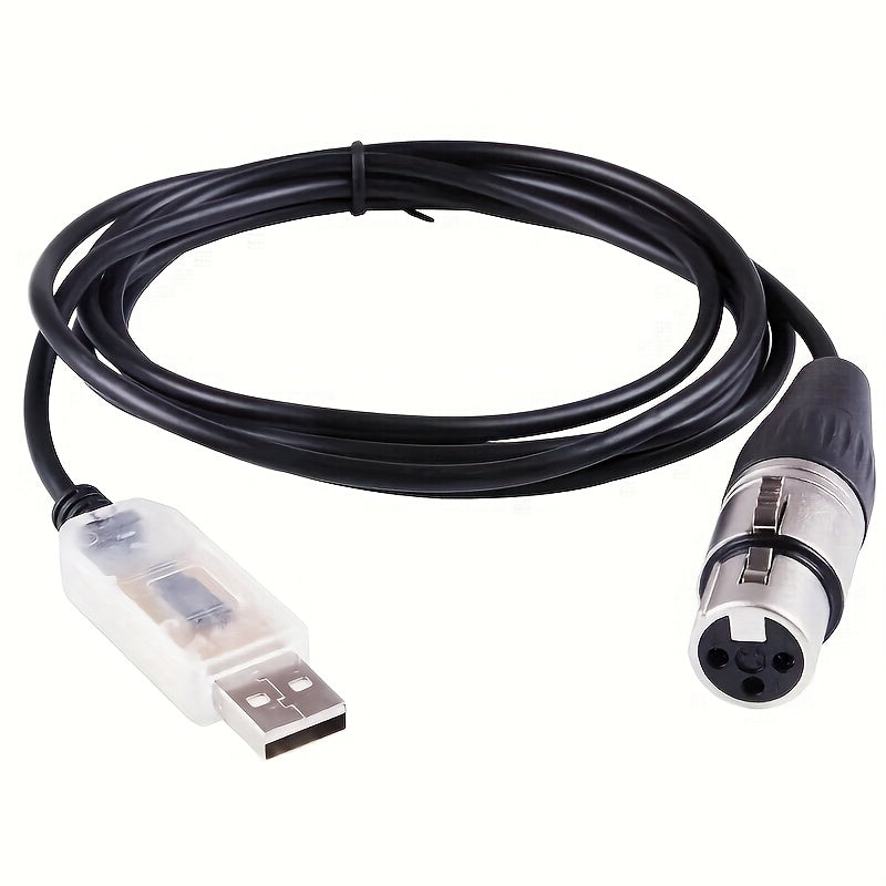 Adaptador de interfaz XLR 3 pines a DMX512 USB, compatible con el software Freestyler, para control de iluminación de escenario, controlador de luz, controlador de intensidad, conversor de serie RS485, cable de soporte, compatible con Windows 7/8/10, Mac