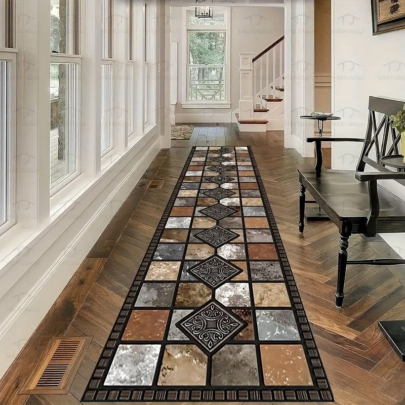 1 alfombra cuadrada extra larga de terciopelo cristal con base antideslizante, lavable a máquina, para pasillo, dormitorio, cocina, baño, decoración para múltiples habitaciones, alfombra para sala de estar