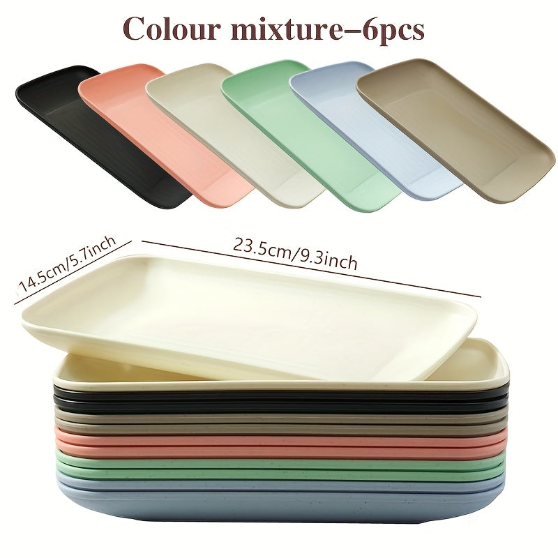 6 platos para comida, uso diario en el hogar, varios colores que aumentan el apetito, también para restaurantes y cafeterías, gran capacidad, moldeado integrado para fácil limpieza