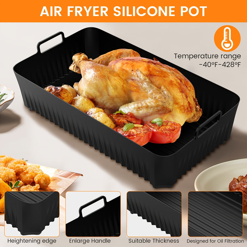 Juego de 3 piezas de fundas para freidor de aire para Ninjaaf500, bandejas de silicona para hornear, resistencia a altas temperaturas, almohadillas de silicona para freidor, reutilizables, accesorios para freidor profundo para cocina y restaurante.