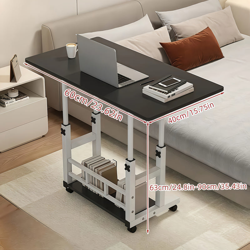 Escritorio de Computadora con Altura Ajustable, Disponible en /Blanco/Nogal, Ideal para Dormitorio, Sala o Residencia Estudiantil, Mesa Simple y Práctica para Escritura