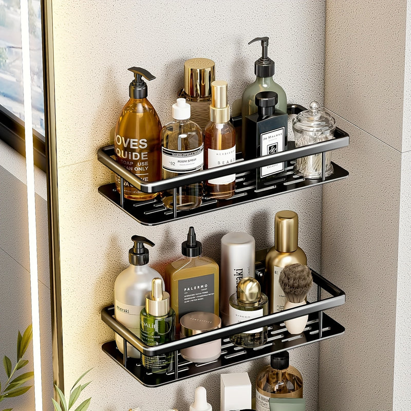 Organizador de ducha montado en pared, gran capacidad, instalación sin taladros, portajabones flotante para baño y cocina, ahorro de espacio, fácil de instalar, organizador de artículos de tocador y cosméticos