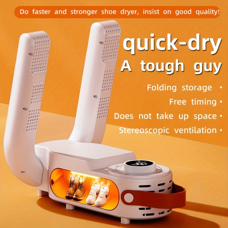 Secador de zapatos UV plegable, secado rápido por calor, control inteligente de temperatura constante, enchufe estadounidense de 110 V-130 V, desodorizante portátil con función de temporización automática para uso doméstico.