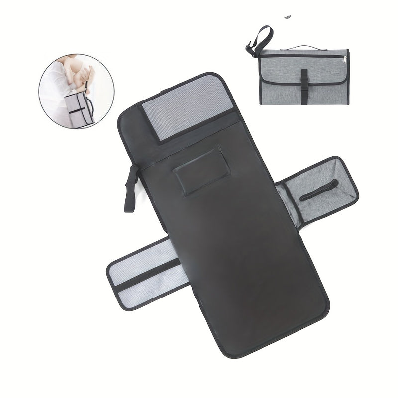 Colchoneta de exterior ampliada y ensanchada para bebés, tapete plegable para cuna con cambiador incluido, incluye 3 bolsas de almacenamiento para biberones, pañuelos húmedos, etc., se puede llevar en la mano o colgar del cochecito