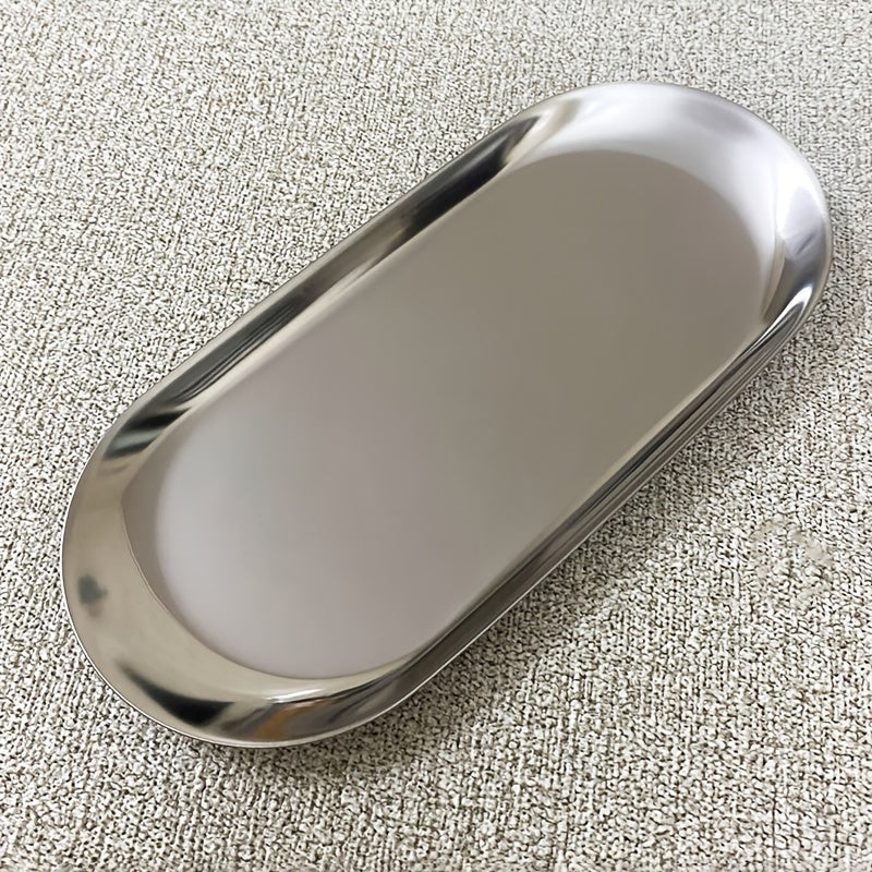 1pc bandeja de esterilización ovalada de acero inoxidable, sin formaldehído, para herramientas de tatuaje y arte de uñas, paleta de almacenamiento de escritorio en casa para accesorios de arte de uñas