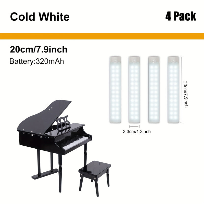 Paquete de 4 luces de escenario LED Aiwellkay - Recargables con alimentación USB, con brillo ajustable, 3 temperaturas de color (cálido/frío/día), instalación inalámbrica sin cable, modo doble encendido/apagado, portátil/suspendido/adhesivo para conciert