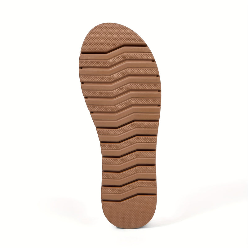1 par de sandalias planas de verano para mujer con tiras cruzadas - punta abierta, sin cordones, cómodas, con cubierta sintética, zapatillas de playa con suela gruesa y acolchada para uso diario, al lado de la piscina, uso casual y zapatillas de piscina,