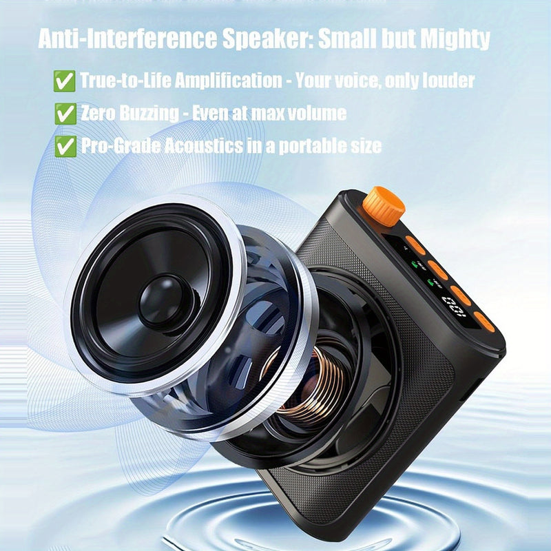 Amplificador de Voz sin varillas con Micrófono de Solapa, Carga y Almacenamiento Portátil para Profesores con 2 Microfonos Lavalier Inalámbricos y Altavoces - Mini Amplificador de Voz para Aula, Conferencias y Entrenamientos