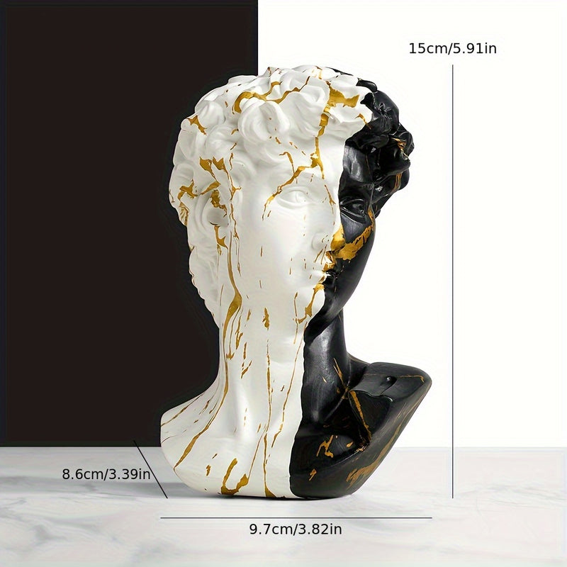 1 Pieza de Busto Abstracto de David en Resina - Diseño Dividido con Mármol Dorado y , Decoración Moderna para Sala u Oficina, Adorno Contemporáneo para Bodas, Artesanía Artística, Arte Decorativo, Regalo Ideal