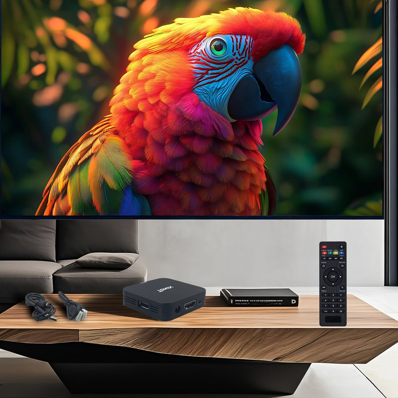 Decodificador Android 10 1GB/8GB, 2GB/16GB Reproductor HD Smart TVBox con control remoto infrarrojo y USB, imprescindible en el hogar, el regalo perfecto para la familia