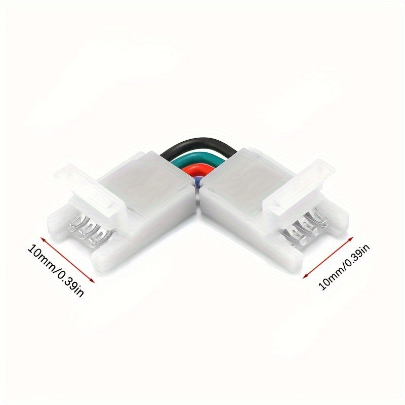 Conectores en L de Esquina Ajustables de 90 Grados de 4 Pines para Tiras de LED RGB 5050 de 10mm de Ancho Conexión sin Soldadura con Clip