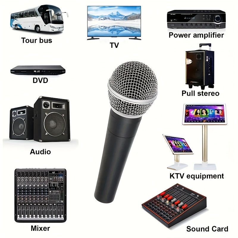 Microfono Profesional SM58 con Captación Direccional en Forma de Corazón - Reducción de Ruido, Construcción Robusta, Compatible con Sistemas PA/Mezcladores - para Actuaciones En Vivo, Grabaciones, Podcasts, Conferencias - Alimentado por DC (36V) - Sin Pi