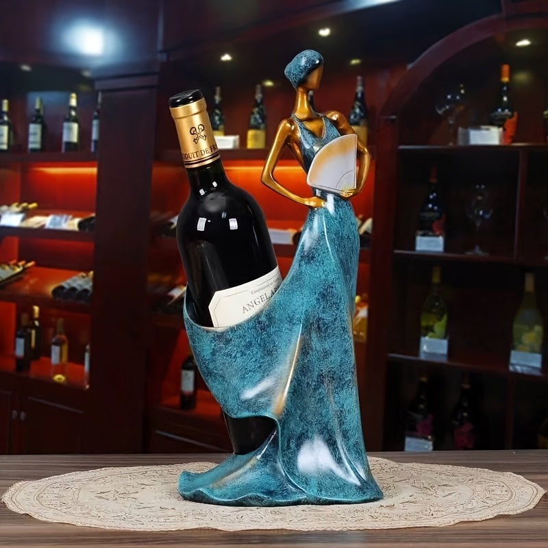 Elegante Soporte de Vino Tinto Decorativo - Resina, Estilo Europeo Creativo, Minimalista Moderno para Salón, Portabotellas de Vino, Soporte de Vino