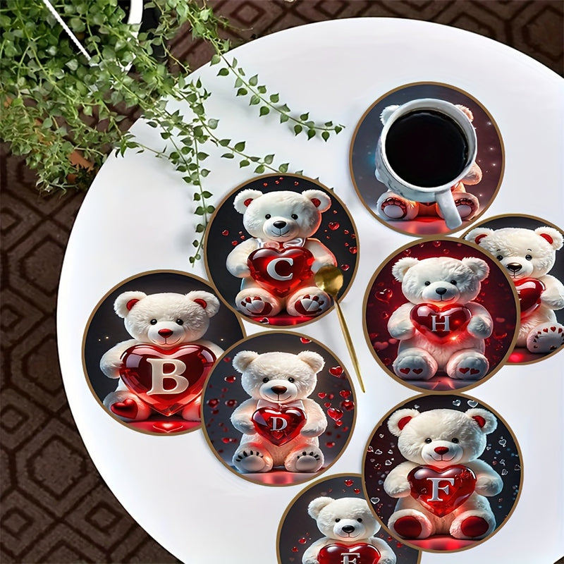 1pc Posavasos De Madera Impreso, Serie De Animales Posavasos De Alfabeto De Oso, Posavasos Para Mesa De Madera, Escritorio, Cocina, Adecuado Para Todas Las Bebidas Y Tipos De Mesa, Para Regalos De Inauguración De La Casa Y Bodas, Fiestas