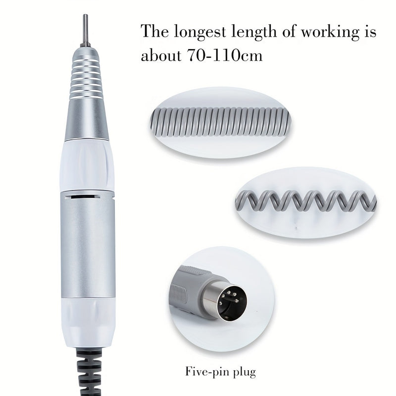 Manija de perforadora eléctrica profesional de 5 núcleos 35000 RPM - Herramienta de manicura y pedicura de alta velocidad con agarre ergonómico, control de precisión y bits de perforación intercambiables para arte de uñas, archivo, esmalte, afilado - Pie