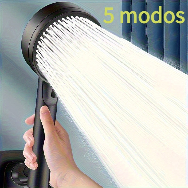 1 unidad, Cabezal de ducha multifuncional con 5 modos de alta presión, accesorio de baño ahorrador de agua, ducha de mano ajustable para una mejor experiencia de baño