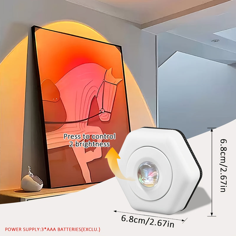 3 luces de puesta de sol LED de ojo de gato hexagonal AMILL - Material ABS duradero, haz redondo de ángulo amplio, alimentado por batería para fotografía, fiestas, bodas, celebraciones de playa y graduación, iluminación de playa, iluminación vibrante, lu