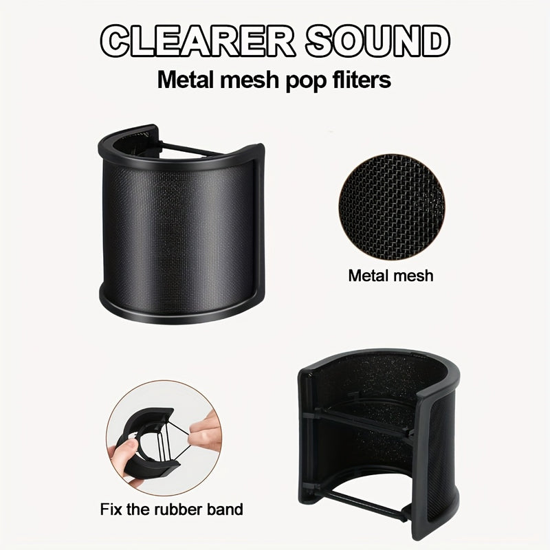 1pc Pantalla Antiviento en Forma de U con Capas de Esponja y Gasa - Accesorio para Grabación Vocal, Filtro Pop & Aislamiento de Ruido, Calidad de Sonido Clara, Diseño Duradero, Micrófono para Grabación, Filtro en Forma de U, Accesorio de Aislamiento de R