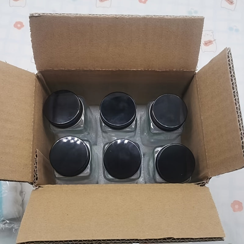 6, 12, 18 o 24 frascos cuadrados de vidrio para especias de 4 oz con tapa de bambú o aluminio, dispensador de polvo con agujeros, empaque de espuma perlada, ideal para barbacoa al aire libre