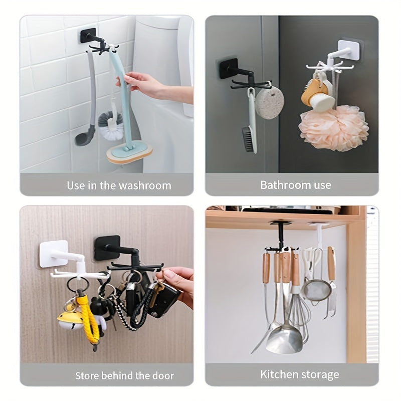 1, 2 o 4 ganchos giratorios 360° sin taladro, organizador multifuncional para colgar cucharas, cuchillos, tenedores, cepillos, espátulas, llaves, lentes, joyas, accesorios, sombreros y más, ideal para cocina o baño
