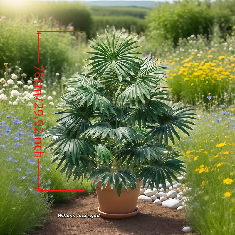 1 pieza - Árbol de palma artificial con cola suelta grande para exteriores con 18 hojas grandes - Árbol de arce artificial de selva tropical, decoración moderna para jardín de bodas, sin mantenimiento - Árbol perenne para todas las estaciones, adecuado p