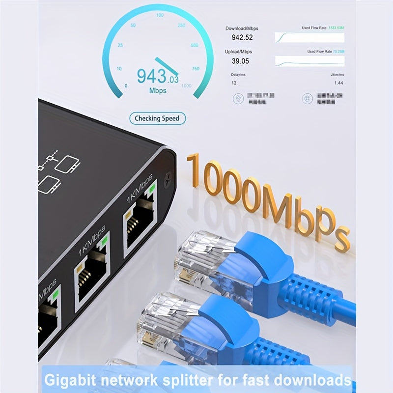 Conmutador Ethernet Gigabit LEINSIS / Adaptador de Red - Router de 4 Puertos con Alimentación USB, Puertos RJ45, Auto-Negociación y MDI/MDIX, Compatible con Cables Cat5/5e/6/7/8, para Oficina en Casa, Gaming, Streaming - Diseño Compacto, Hub de Red Domés
