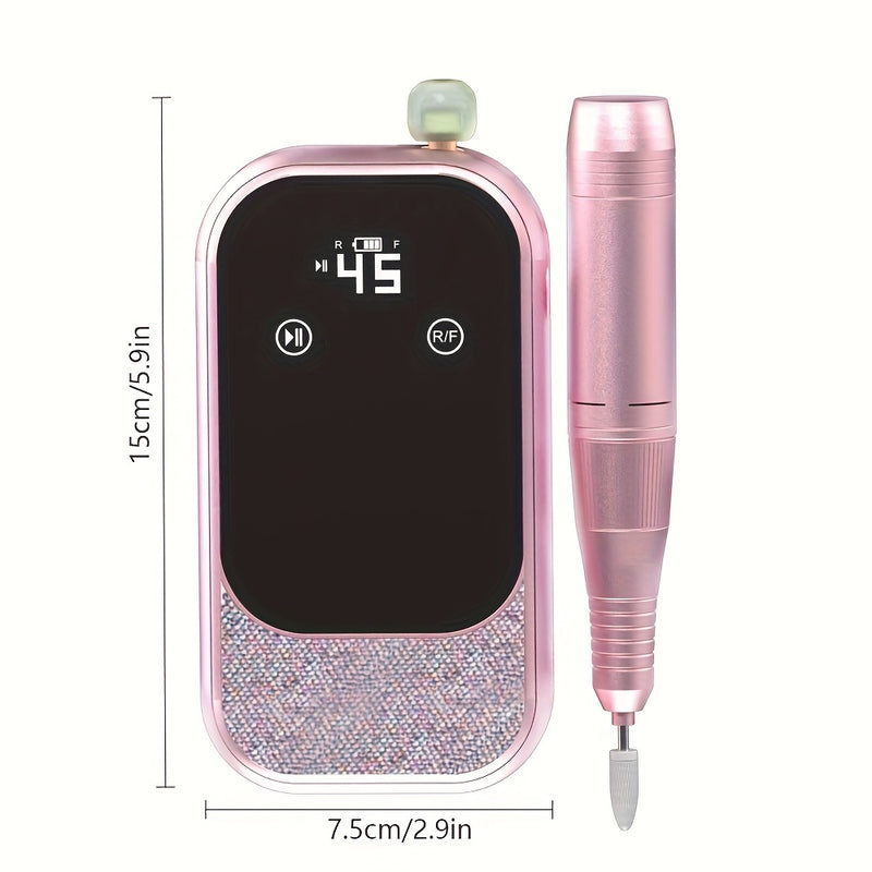 Polidor de Uñas de 45000 RPM con Pantalla Digital de Alta Definición, Máquina Portátil Profesional para Pulir Esmalte y Gel Inalámbrica para Salón de Manicura Eléctrico en Casa o Viaje