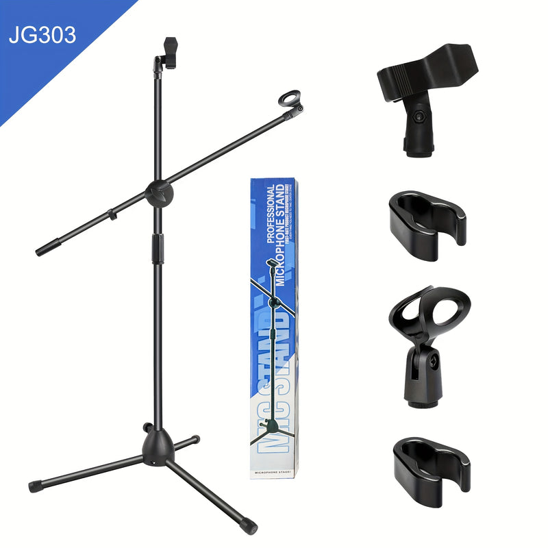 Soporte de micrófono ajustable de acero al carbono con conector XLR - Diseño de trípode estable para transmisión en vivo, karaoke y actuaciones en escena, negro, micrófono para cantar, equipo de actuación, equipo de audio moderno, construcción duradera