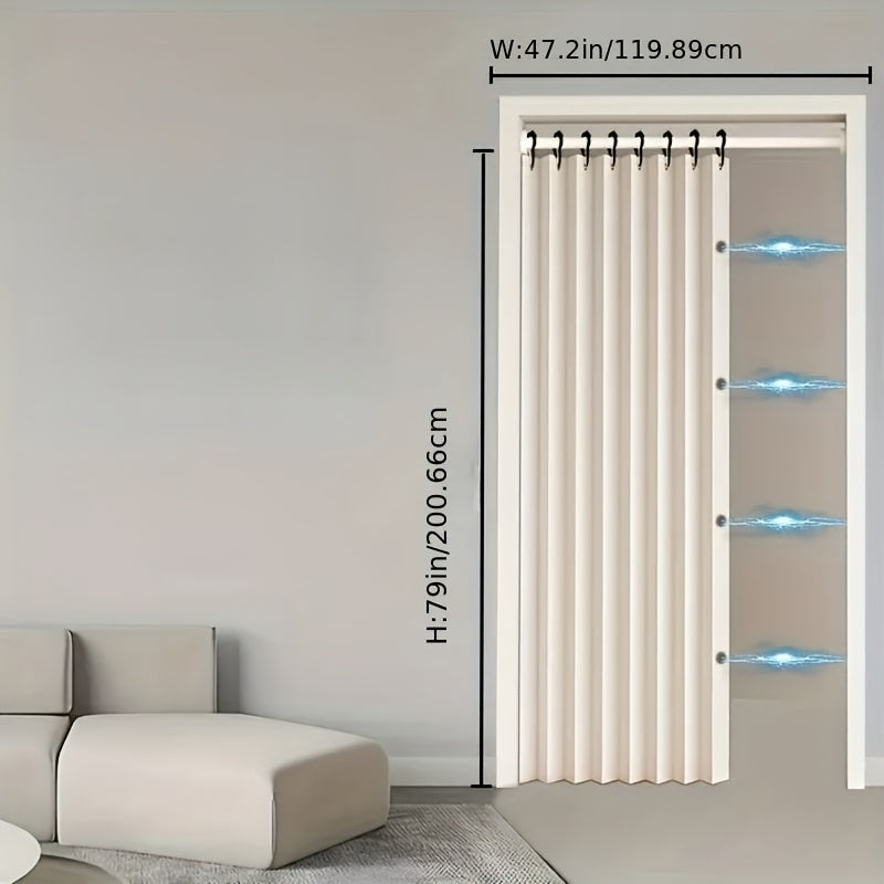 Cortina de baño plegable de alta calidad sin perforación, con ganchos metálicos, tela beige texturizada, diseño moderno para separación de áreas secas y húmedas, privacidad, fácil almacenamiento, divisor de zona húmeda, complemento de decoración contempo