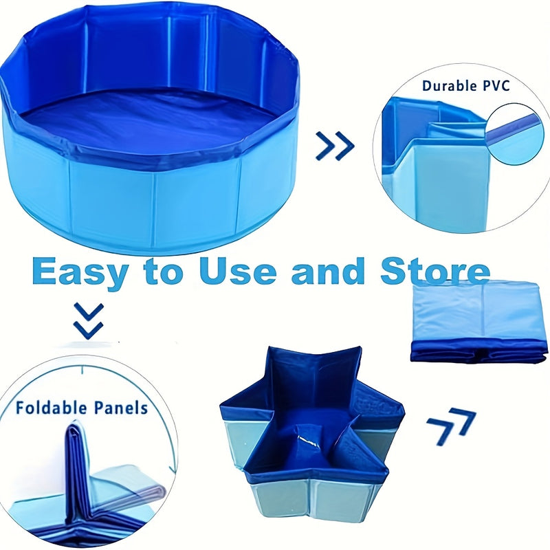 Baño de pies portátil plegable - Azul claro y amarillo, baño de spa para mascotas de PVC, para gatitos, cachorros y mascotas pequeñas - Diseño viajero para interiores y exteriores, no necesita electricidad, relajación de mascotas pequeñas, diseño juguetó