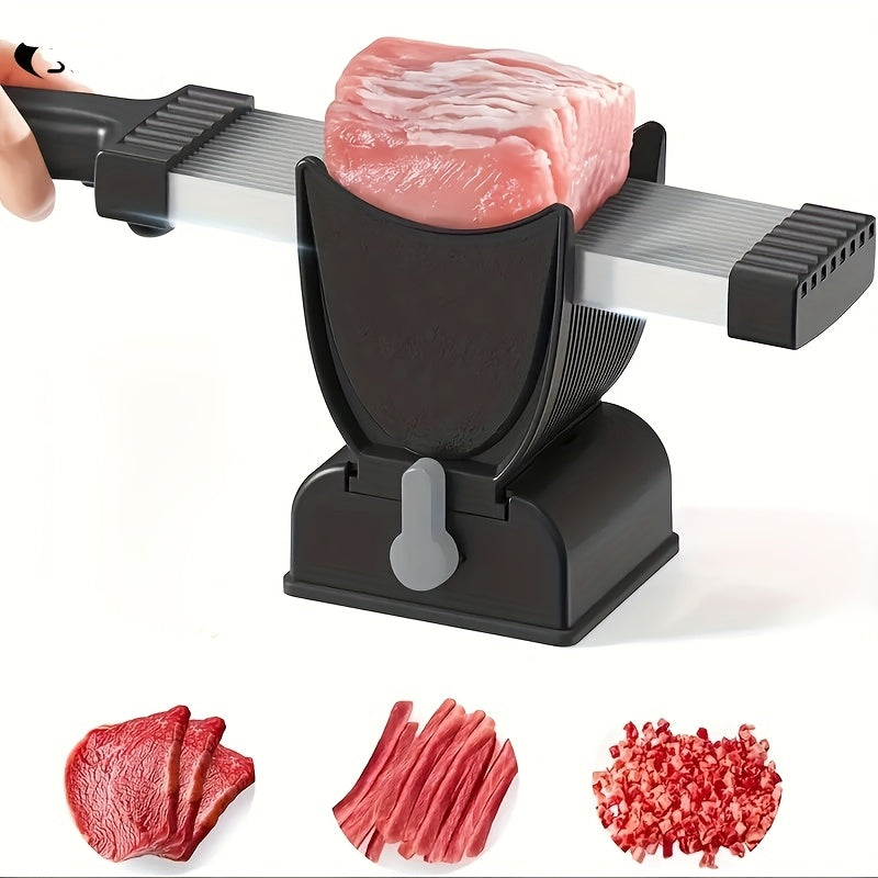 Cortador Manual de Acero Inoxidable para Carne y Verduras - Rebanadora Rápida con Ventosa Ajustable para Cortes Suaves, Herramienta de Cocina Multifuncional para Carne, Verduras y Más