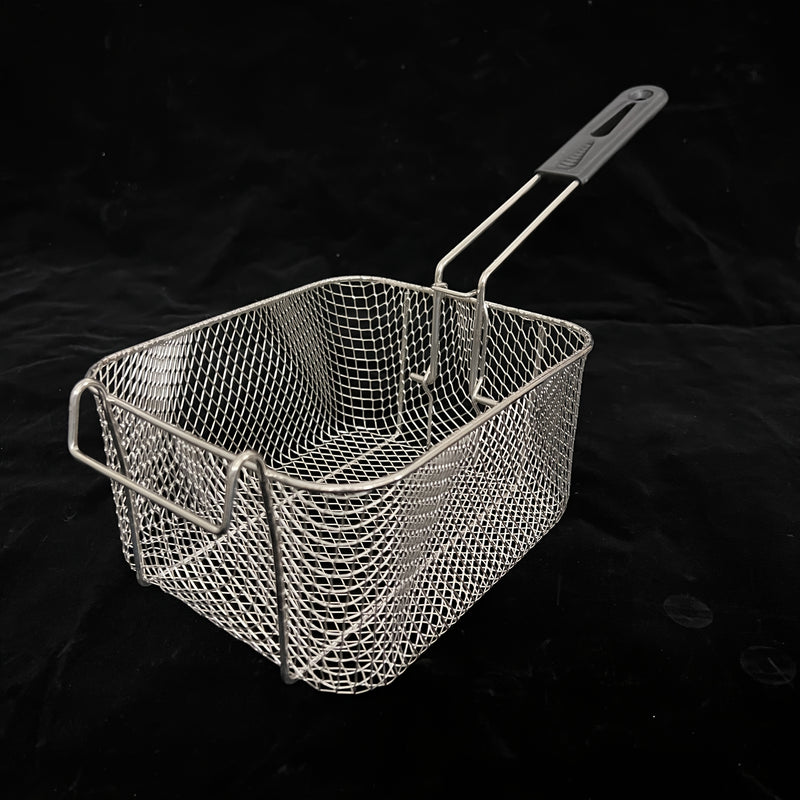 Cesta de freír de acero inoxidable con mango plegable - Antideslizante, fácil de limpiar, ideal para papas fritas, alas de pollo y alimentos fritos - Ideal para cocinas comerciales y domésticas, equipo de cocina comercial, vajilla duradera.