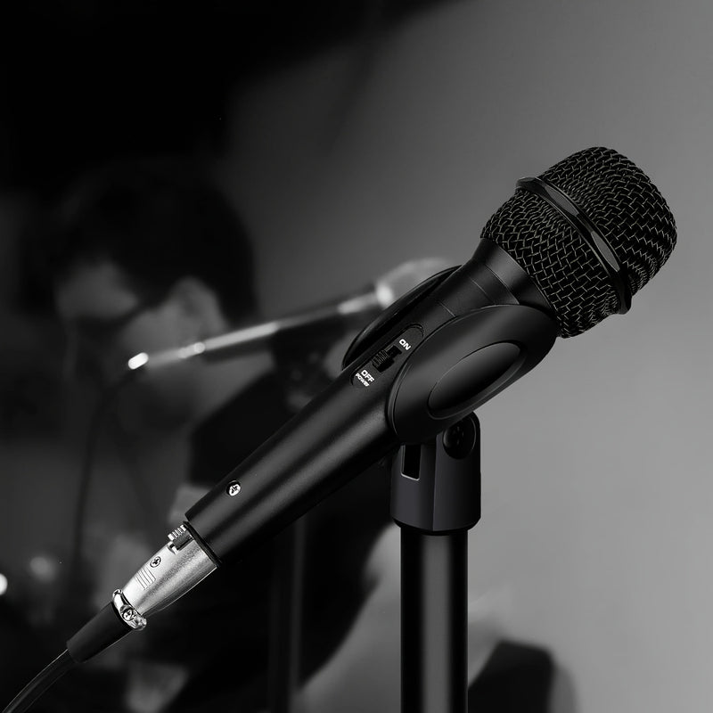 Micrófono Dinámico con Cable de Heikuding y Interruptor ON/OFF, Cable XLR de 298.7cm, Clip y Soporte para Karaoke, Altavoces, Fiestas y Actuaciones En Vivo